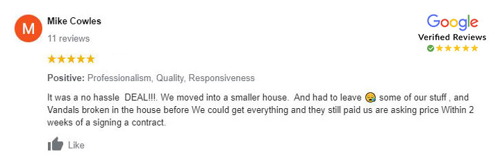 Client Review we buy houses Louisville